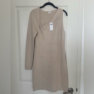 Abercrombie & Fitch Long Sleeve One-Shoulder Sweater Mini Dress
